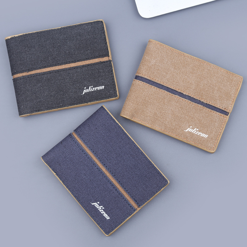 Canvas cartera de hombre bolsa de tarjetas de hombre bolsa de tela suave cartera de hombre corta fábrica de cartera de hombre denim spot
