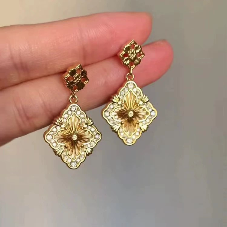 Сексуальные модные серьги с цирконом, французский стиль, цветочный, стиль легкой роскоши, оптом