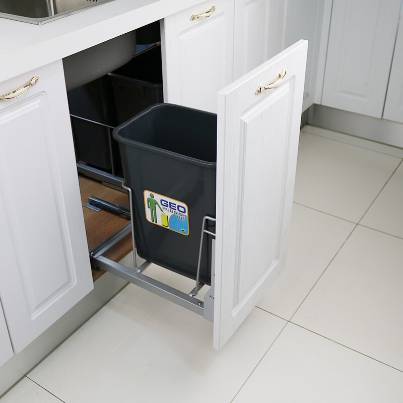 Kitchen High-Body Pull-Out Hidden Embedded Kitchen Waste Classification Trash Can Cabinet Pull Basket Built-In Large Capacity with Lid