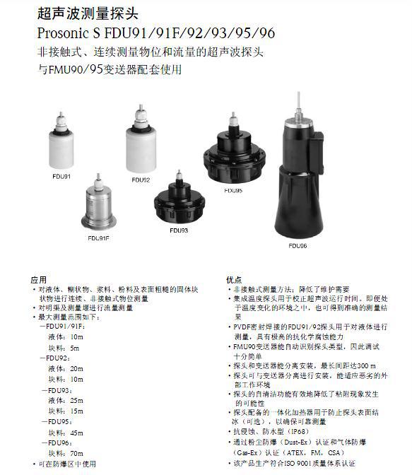 德国E+H 超声波探头 FDU91-RG3AA 现货 原装进口
