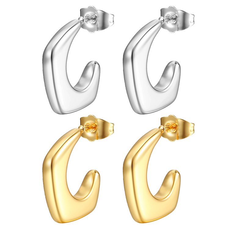 1 Pair Fashion C Shape Plating Stainless Steel Ear Studs display picture 5