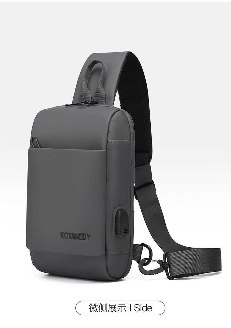 USB charging port bag, fashionable single-shoulder crossbody bag, cross-border wholesale men's chest bag, multi-functional sports chest backpack undefined