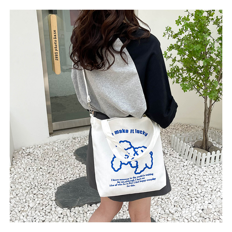 New fashionable and cute canvas bag, simple and large-capacity tote bag, casual and versatile single-shoulder crossbody bag, Douyin consignment undefined