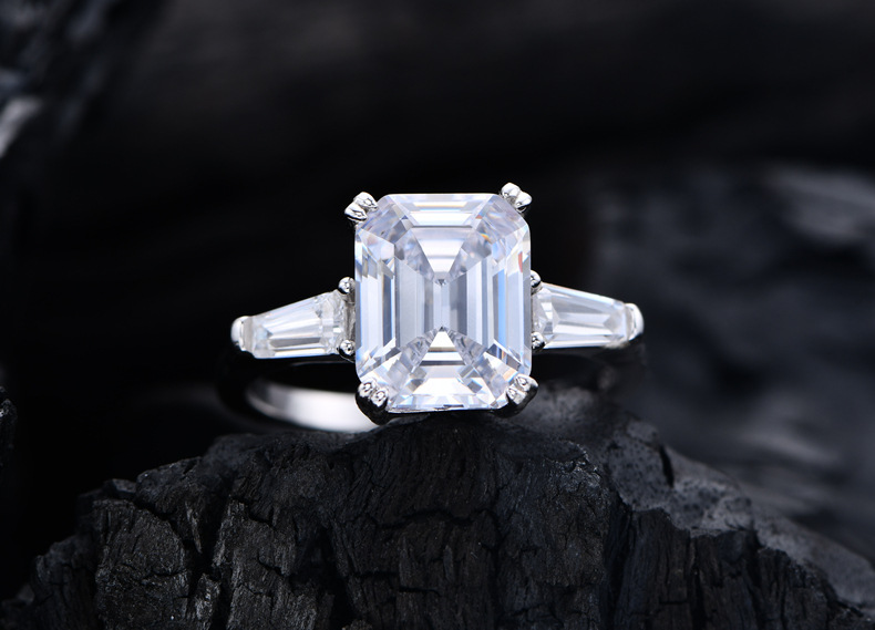 Fashion Simple Style Geometric Sterling Silver Inlay Artificial Gemstones Rings