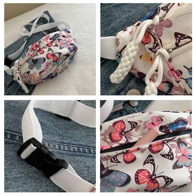 Women's Medium Oxford Cloth Butterfly Leopard Streetwear Dumpling Shape Zipper Shoulder bag monogram Saddle bag monogram display picture 2