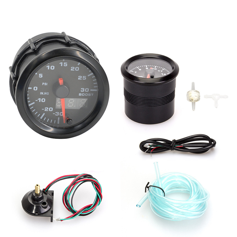 52mm Car Restoration Instrument 12V Colorful Pointer Turbocharger Gauge Psi Car Racing Gauge