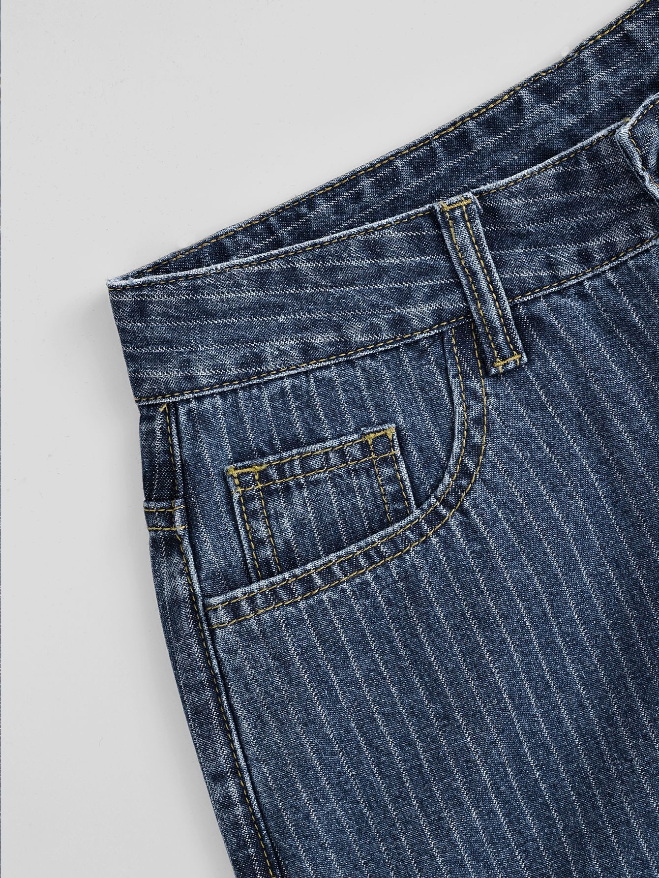 Women's High-Waisted Straight Leg Jeans Size 26 Sweet And Spicy Style Casual Striped Trousers Top Selling_mkmklike.com