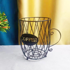 廠家創意大號咖啡膠囊收納架家居擺件禮品乾果水果鐵藝收納籃批發