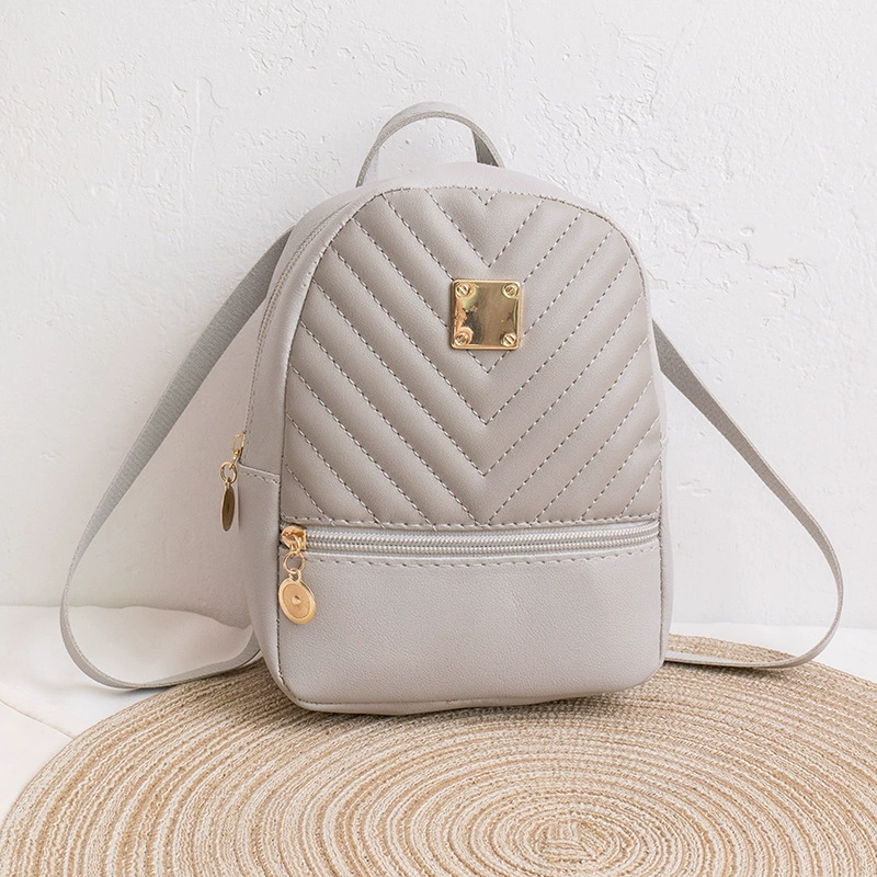Capacious Backpack C033, Quilted PU Mini Backpack, Shoulder & Crossbody, Lightweight