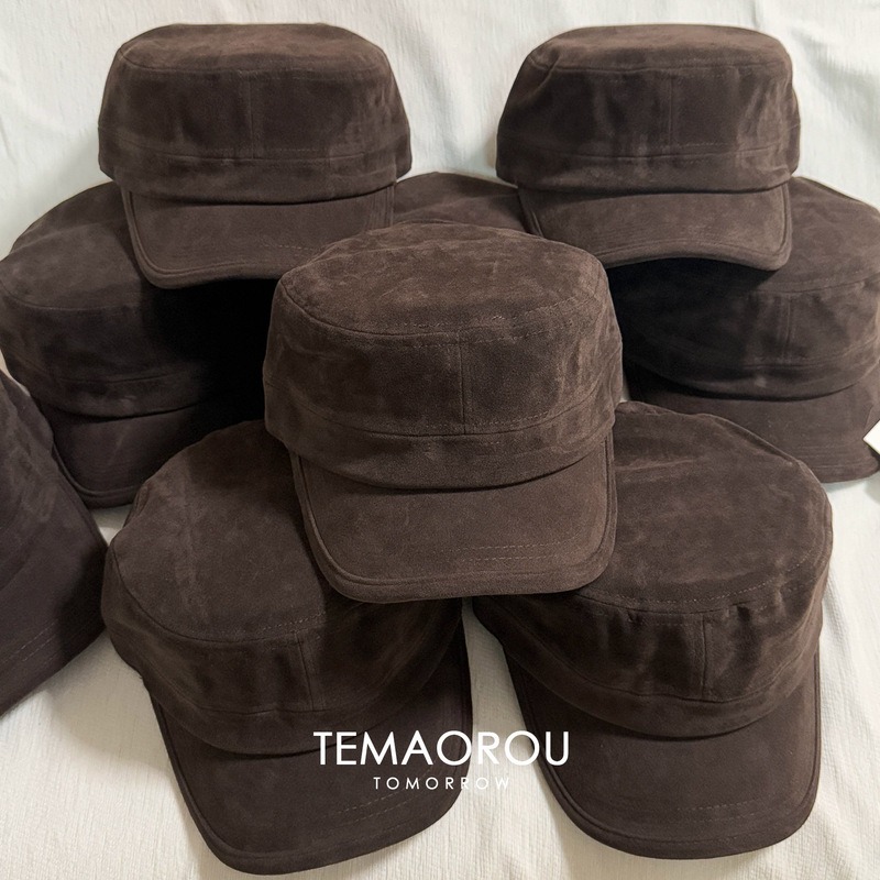 Korean Style Autumn and Winter Retro Dark Brown Suede Flat-Top Equestrian Hat Classy Fashionable Knight Hat Newsboy Hat