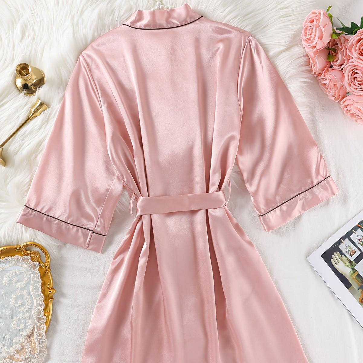 Camisón juvenil estilo caliente cómodo albornoz largo para mujer Pijamas de alta gama de manga larga Servicio a domicilio más vendido de Amazon