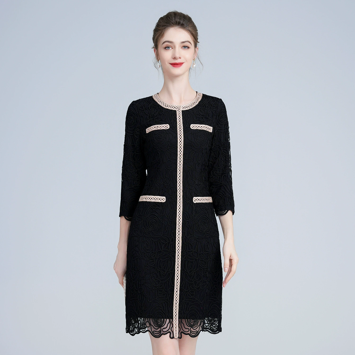 Осень и зима бренд среднего возраста и пожилых людей Платье банкетное платье сетки вышивка мать-в-законе платье Повседневная Женская юбка оптом