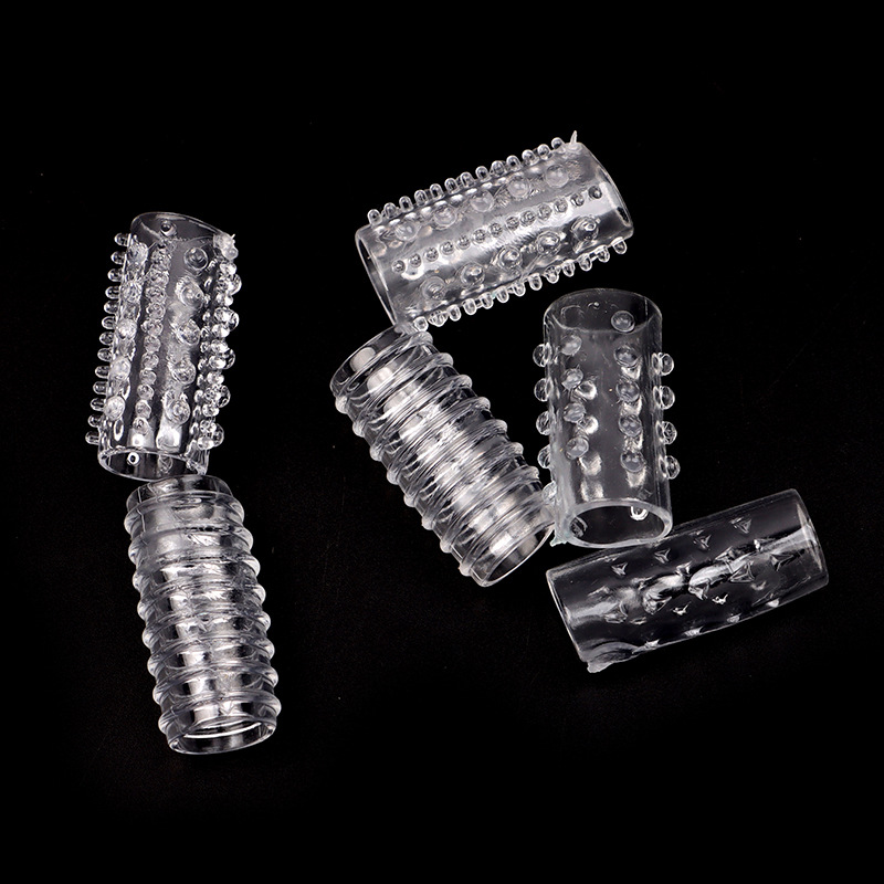 Crystal Caterpillar Textured Locking Ring 6-Pack, Transparent Soft Silicone-Style Cock Rings — detail image 4