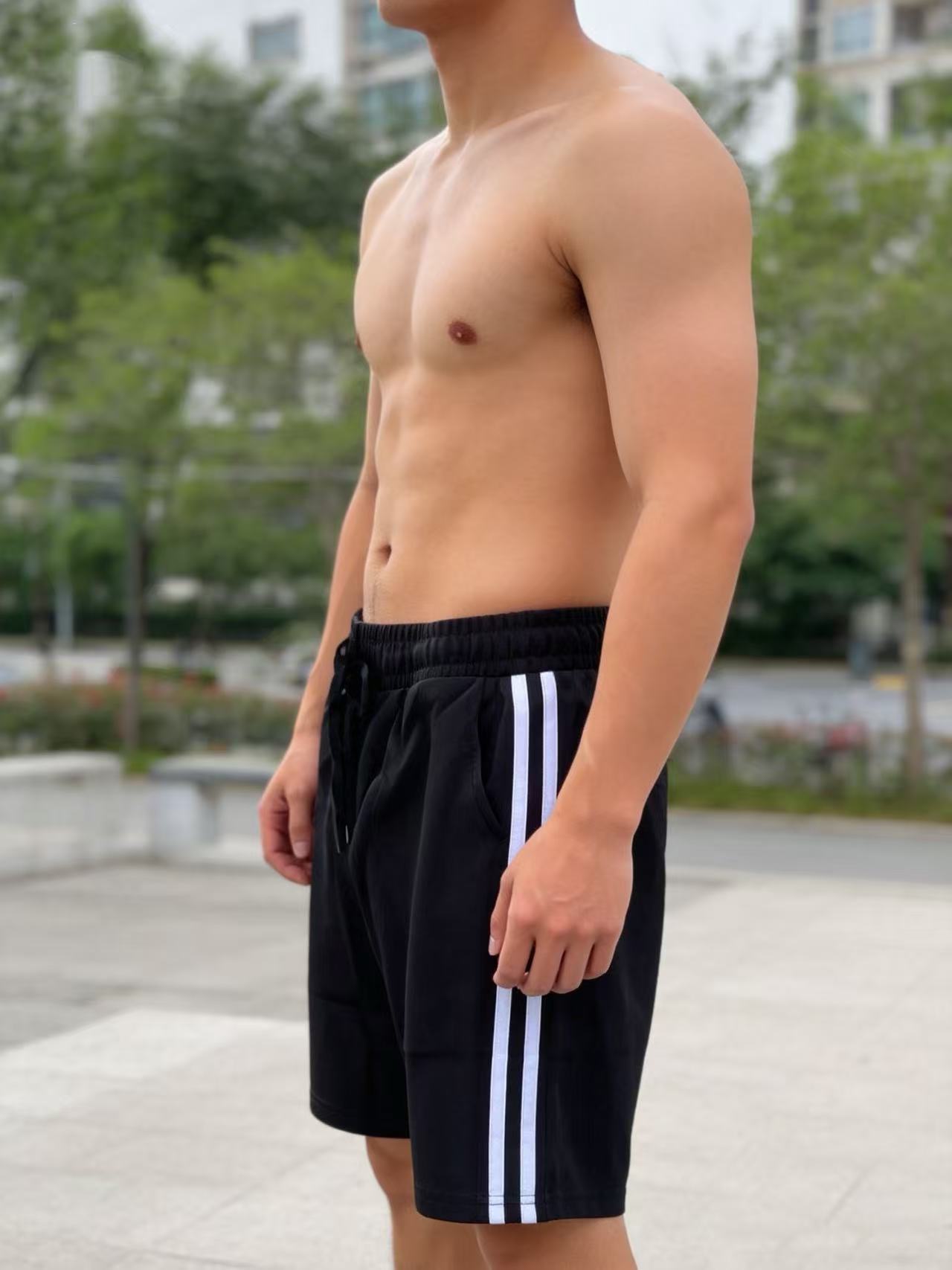 Men's Style Striped Athletic Shorts Heavyweight Loose Straight Leg Casual Five Point Pants For Running And Basketball Summer Style_viptrois.com