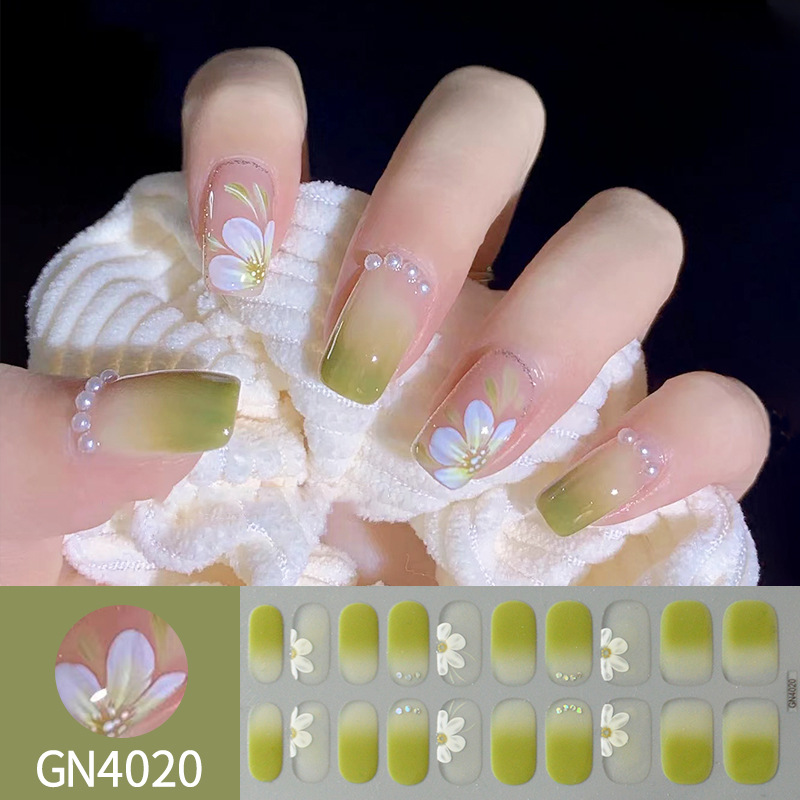 Ou Nai 20 refers to baking-free gel nail stickers Little Red Riding Book with simple grid line nail stickers a generation of hair