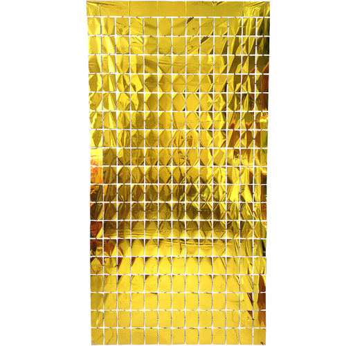 Cross-border party decoration wall decoration supplies birthday layout rain silk curtain 1*2 meters bright square curtain square