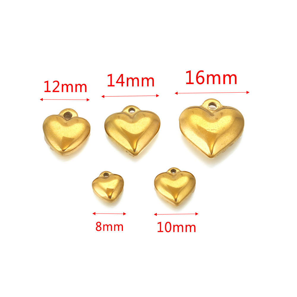 Colgante en forma de corazón de acero inoxidable collar sólido colgante de corazón de melocotón accesorios de joyería de oro de vacío de acero de titanio al por mayor en forma de corazón