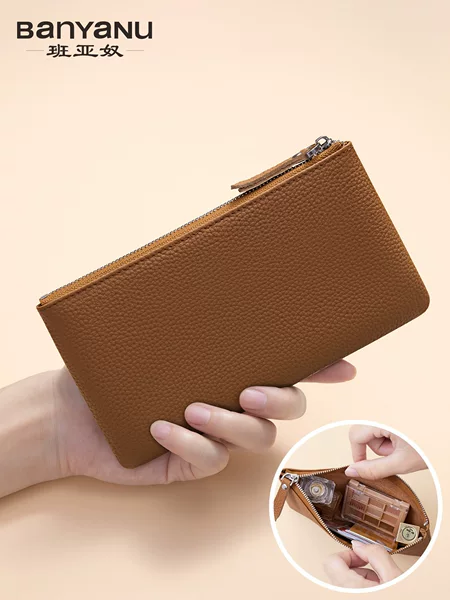 Guangzhou Banya Nu Factory Store Large Capacity Zipper Wallet Storage Bag Women's Fashion Super Soft Lychee Pattern Clutch Bag Women