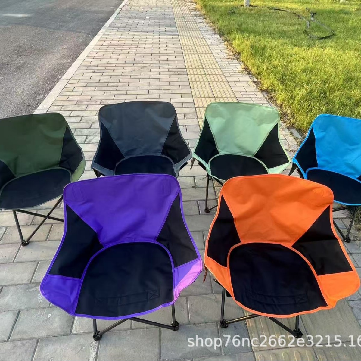 Outdoor Folding Chair Camping Chair Waterproof Portable Folding Moon Chair Art Student Colorful Moon Chair Fishing