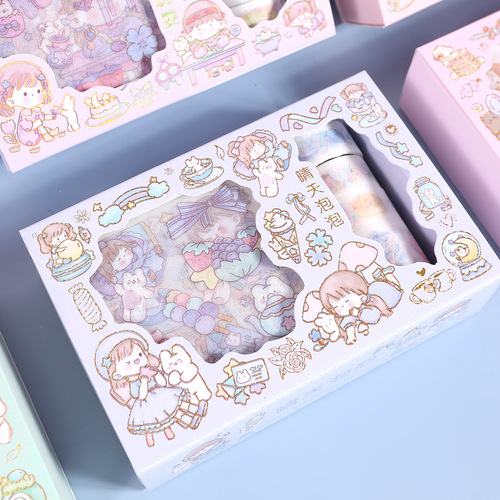 Cartoon cute handbook tape gift box for students and children diy washi tape creative decorative stickers