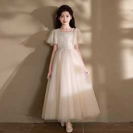 儿童礼服女童婚纱裙中大童钢琴演奏主持人大提琴演出服生日晚礼服