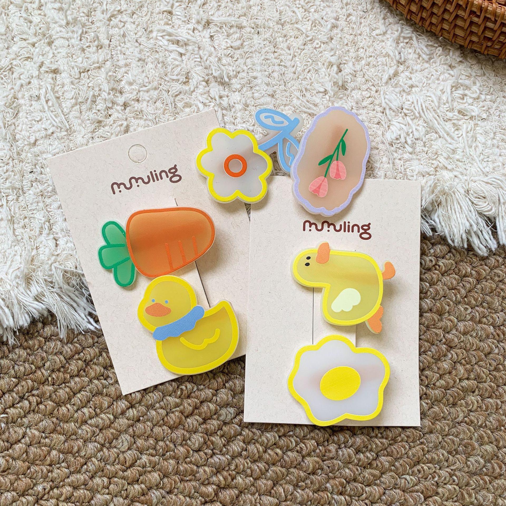 Sugar Pear ropa infantil clip de cabello de dibujos animados para niños 2026 clip de acrílico para niñas clip de borde para bebés peluche clip accesorios clip de cabello