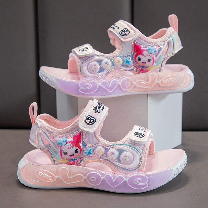 Сандалии для девочек на мягкой подошве детская пляжная обувь 2025 лето новая мультяшная обувь принцессы девушка дикая мода детская обувь