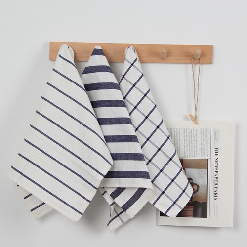 Japanese blue striped tablecloth placemat napkin tea towel cover cloth food photography background fabric minimalist Japanese style