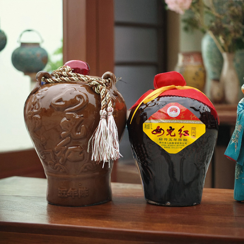 绍兴黄酒女儿红精品五年陈1L1.5L陶坛装花雕酒2斤3斤糯米老酒坛装