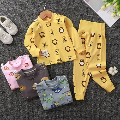 Children's autumn and winter underwear set pure cotton high-waisted long-sleeved autumn clothes and long-sleeved boys' cotton children's clothing factory direct sales
