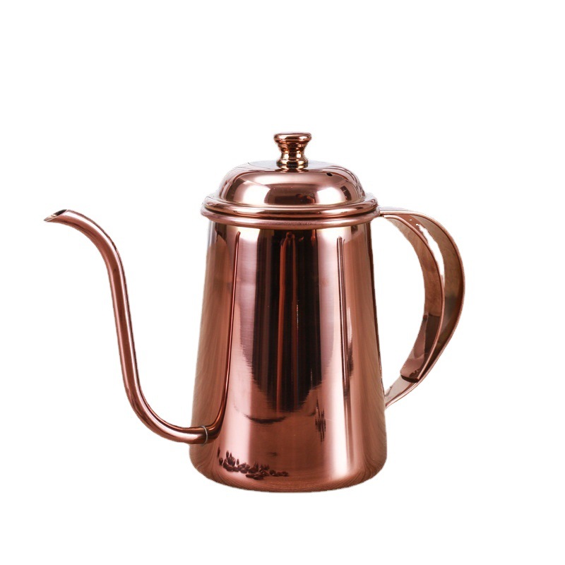 Boca larga mano de perforación olla de boca fina olla 650ml de espesor 304 de acero inoxidable goteo cafetera Filtro de cerveza tetera Palacio olla