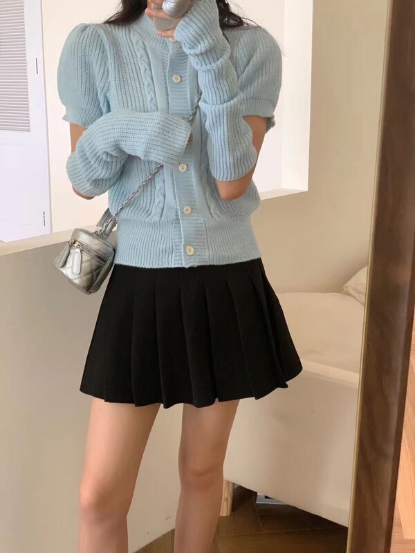 Cross-border knitted cardigan with sleeves for women autumn and winter new slim-fit design sense niche Korean style long-sleeved coat top for women