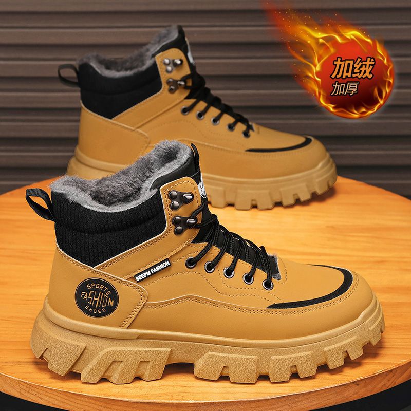 Martin botas para hombres otoño y invierno alto estilo británico botas de arroz para hombres con zapatos de algodón grueso al aire libre botas impermeables