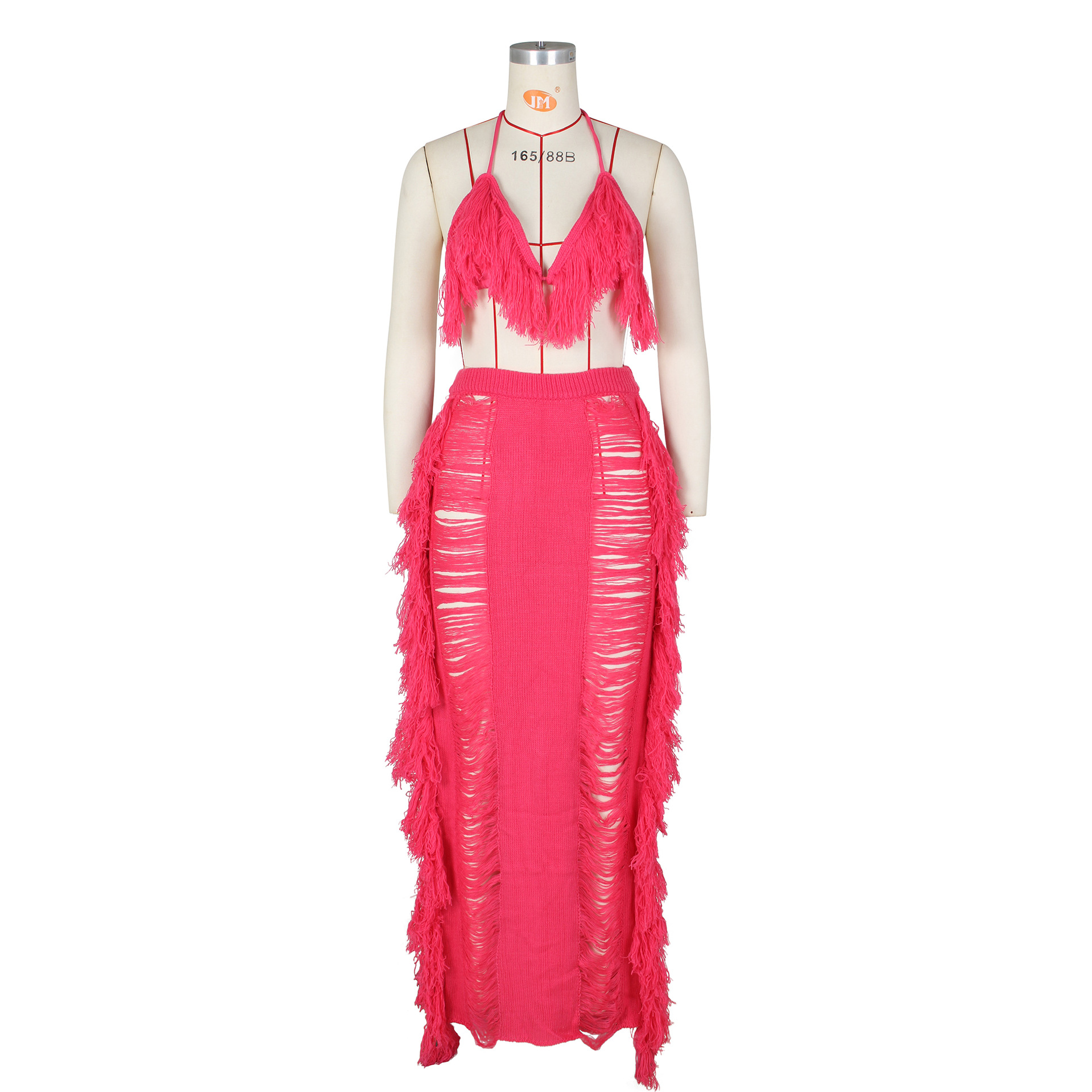 Women's Clothing Women's Sexy Tassel Knitted Beach Dress Set Hot Sale_voghion.com