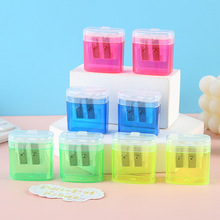 开学季双孔带盖卷笔刀小学生专用铅笔小款塑料手动削笔器厂家批发