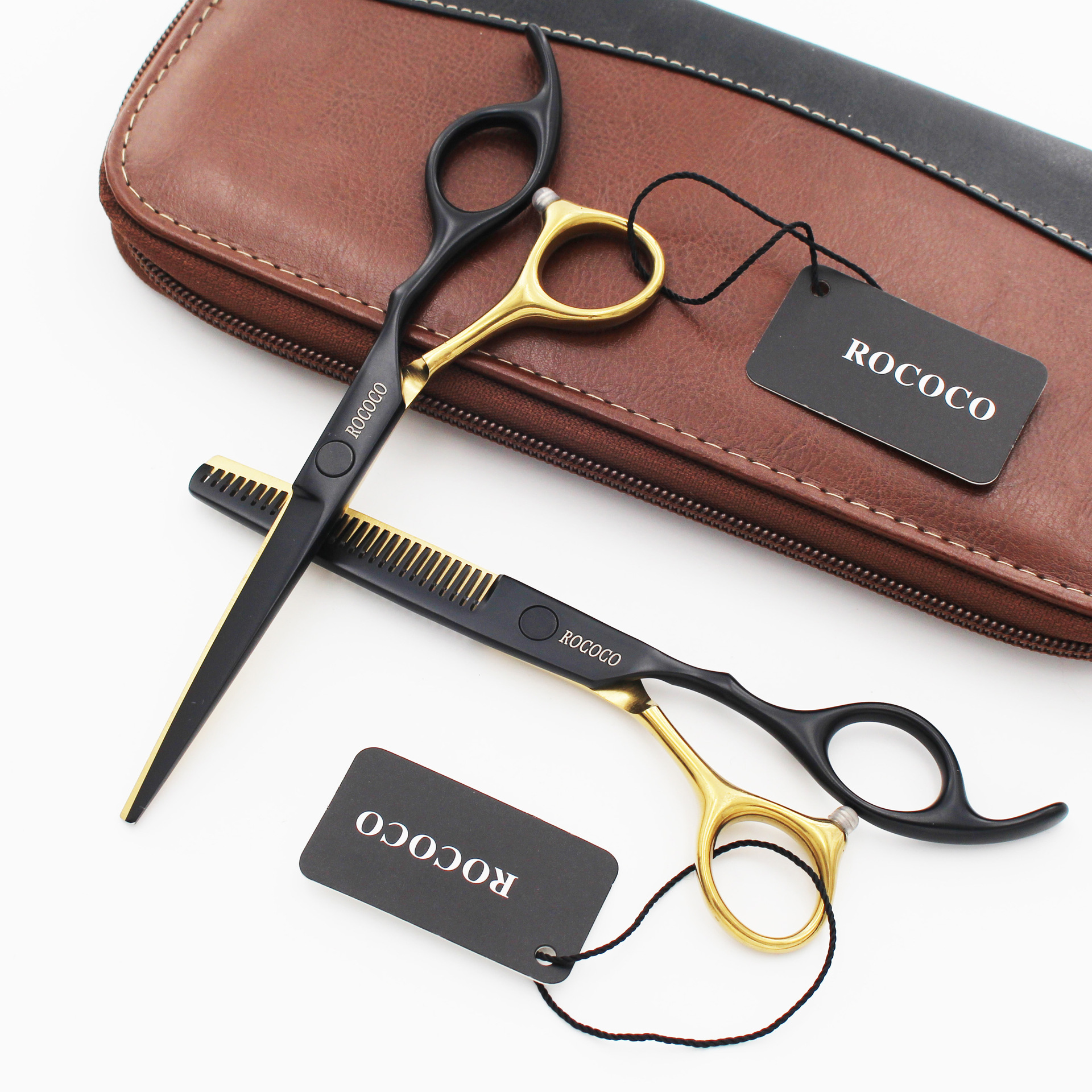 新款 6.0寸 黑金 美发剪刀 理发剪 平剪 牙剪 打薄剪 刘海剪 手型