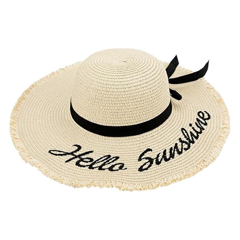 Vacation Straw Hat Women's Big Brim Beach Sun Protection Sunshade Hat Small Fresh All-match Summer Travel Sun Hat Foldable