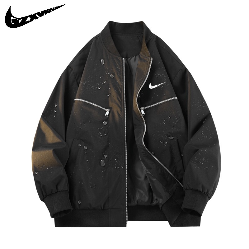 2025 Spring and Autumn New Baseball Collar Jacket Multi-zipper Jacket Waterproof Baseball Suit American Men's and Women's Loose Biker Suit