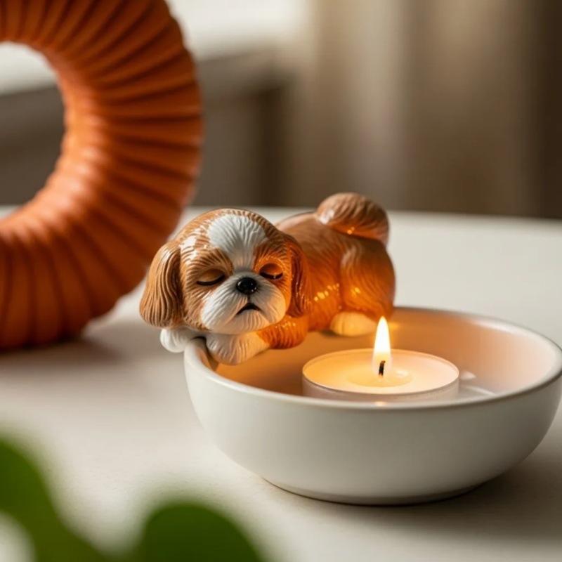 跨境新品Puppy Tea Light Holder 小狗烛台摆件树脂摆件工艺品|undefined