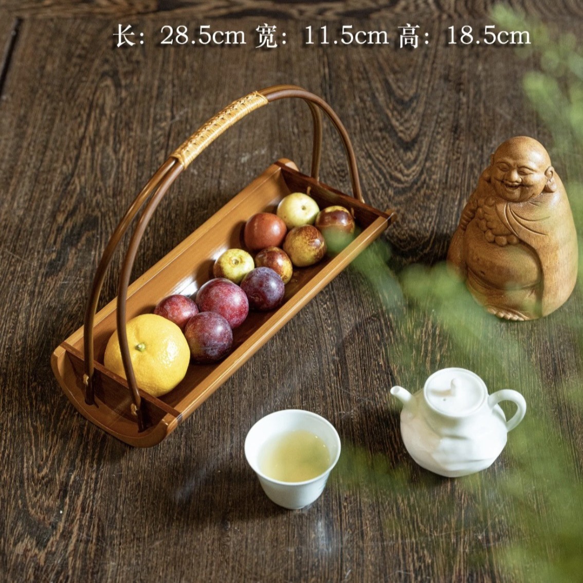 Artesanías de bambú tejidas a mano bambú gran laca cesta nueva casa china sala de estar cesta de almacenamiento de té retro cesta de almacenamiento