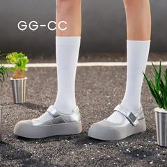 【陳トリノ同金】GGCC2025年春新作ファッション厚い底メアリー珍靴銀色バレエ靴女性