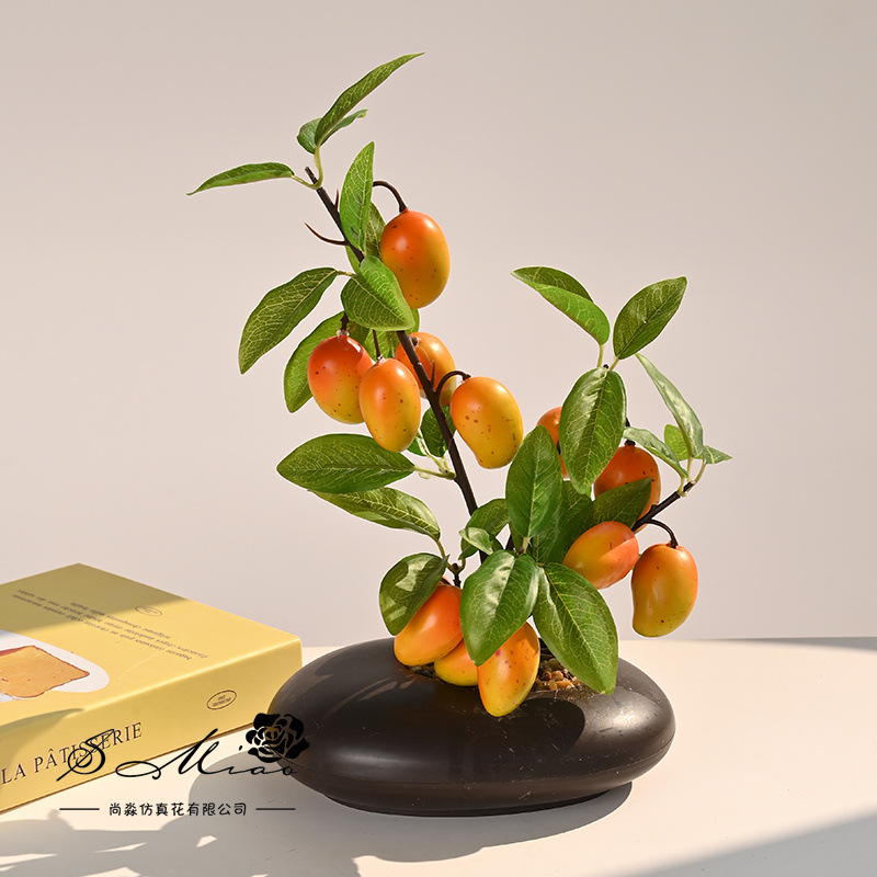 Nuevo tipo de imitación de frutas en maceta estudio en el hogar oficina interior sala de estar decoración de estudio frutas artificiales bonsai