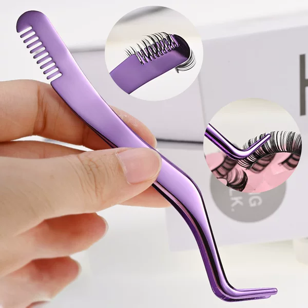 Stainless Steel False Eyelash Applicator with Comb Tweezers, Eyebrow Clip, Eyebrow Shaping, Eyelash Curler, Beauty Tool, Portable Gadget for Eye Corners