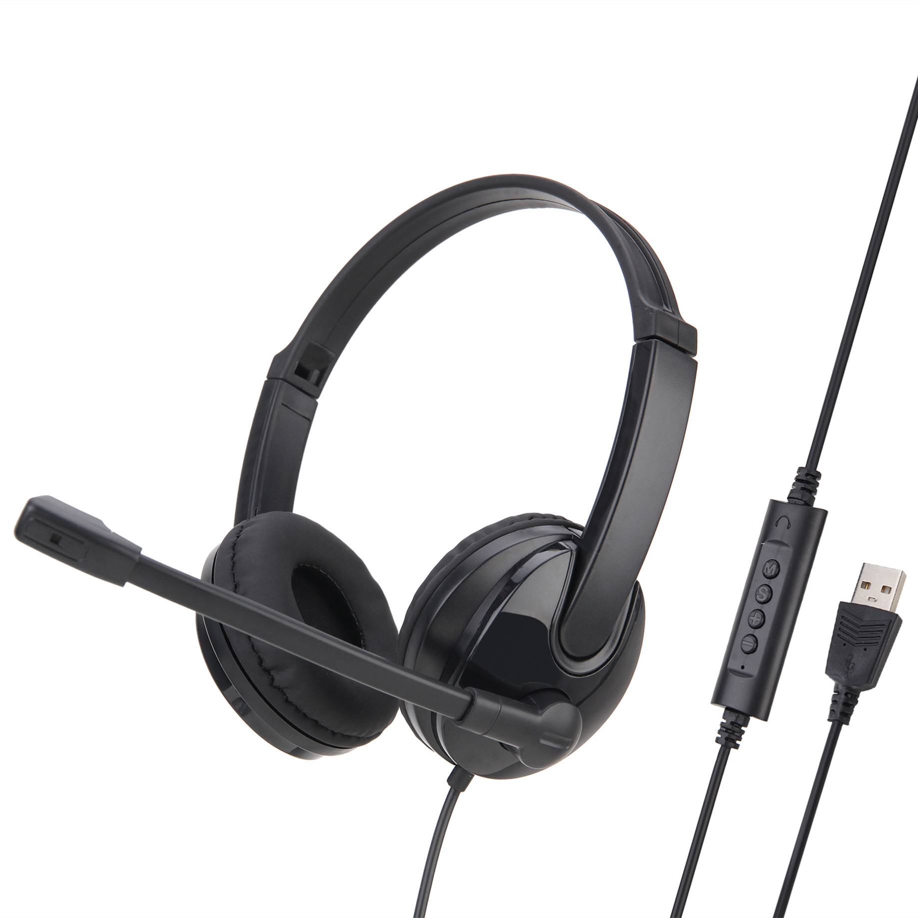 Wearing wired USB with remote control for learning, office, education, teaching, and communication earphones_voghion.com