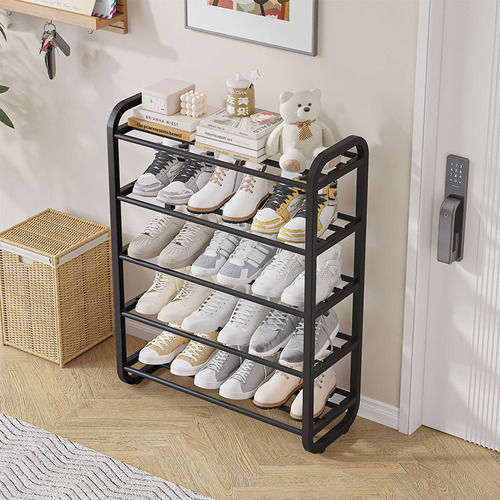 Iron shoe rack at the dormitory entrance, narrow outdoor corridor, multi-layer simple shoe holder for rent, indoor entryway