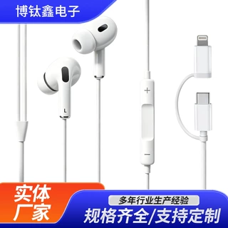 定制高音质入耳式有线耳机双接口Type-C/Lightning线控带麦耳机