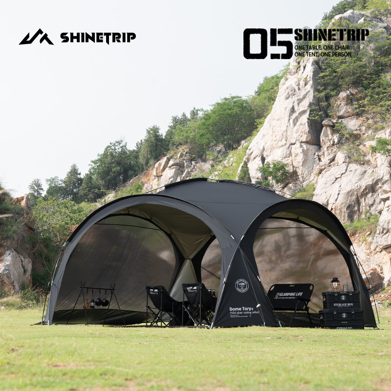 山趣戶外防雨防曬自駕PU3000MM防水塗銀天幕露營遮陽帳篷球帳穹頂