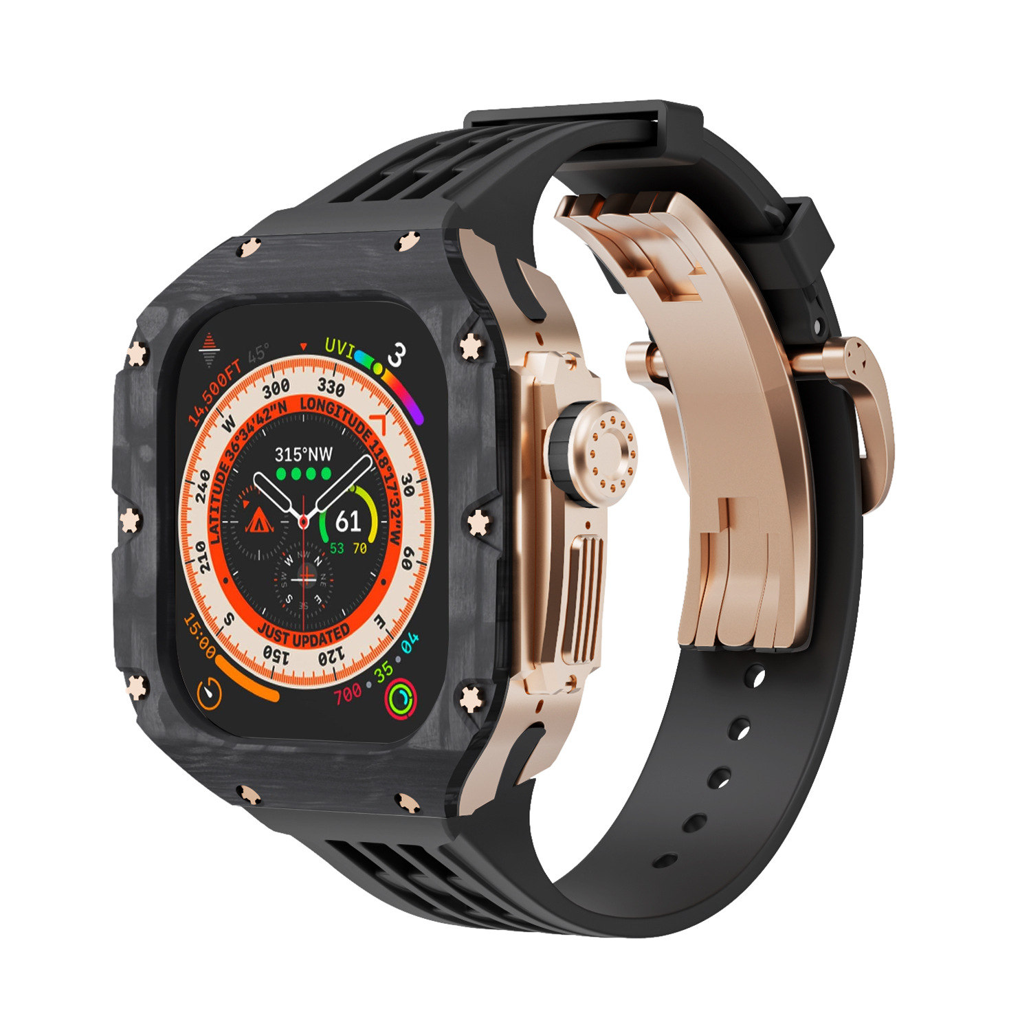 Fibra de carbono caja reloj para Apple Watch modificación Shell iwatch ultra Titanium aleación integrado protección 49mm