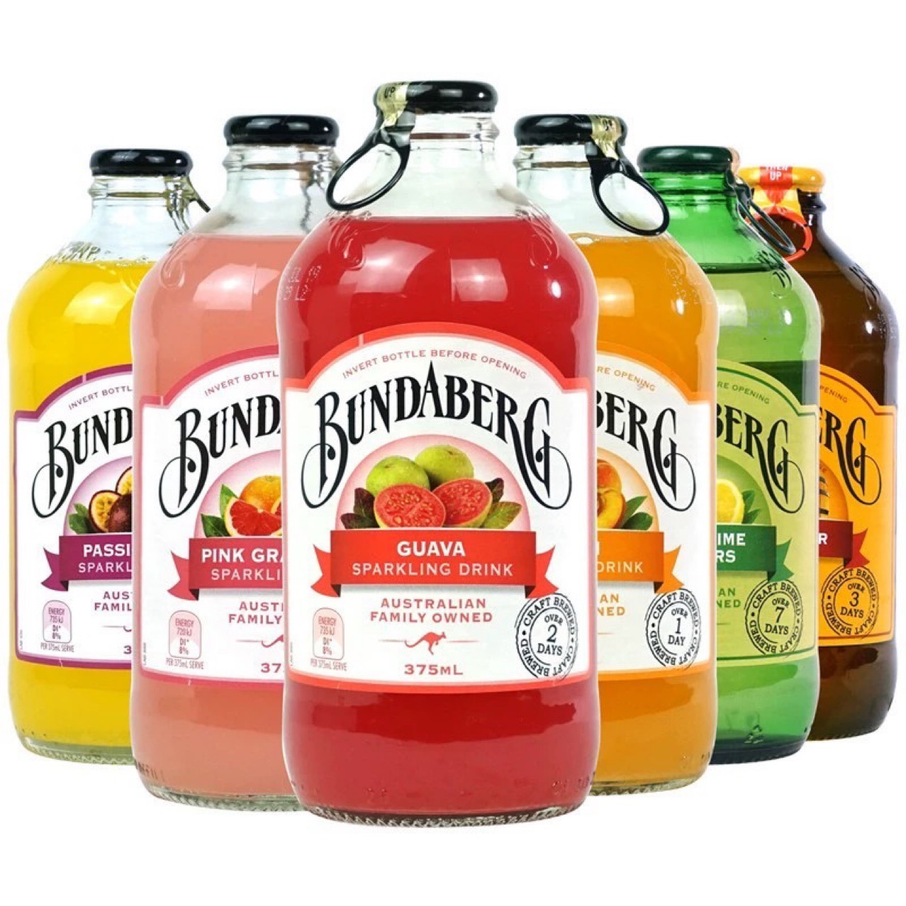 澳洲宾得宝姜汁果汁气泡水碳酸汽水户外露营高颜值饮料375ml*24瓶