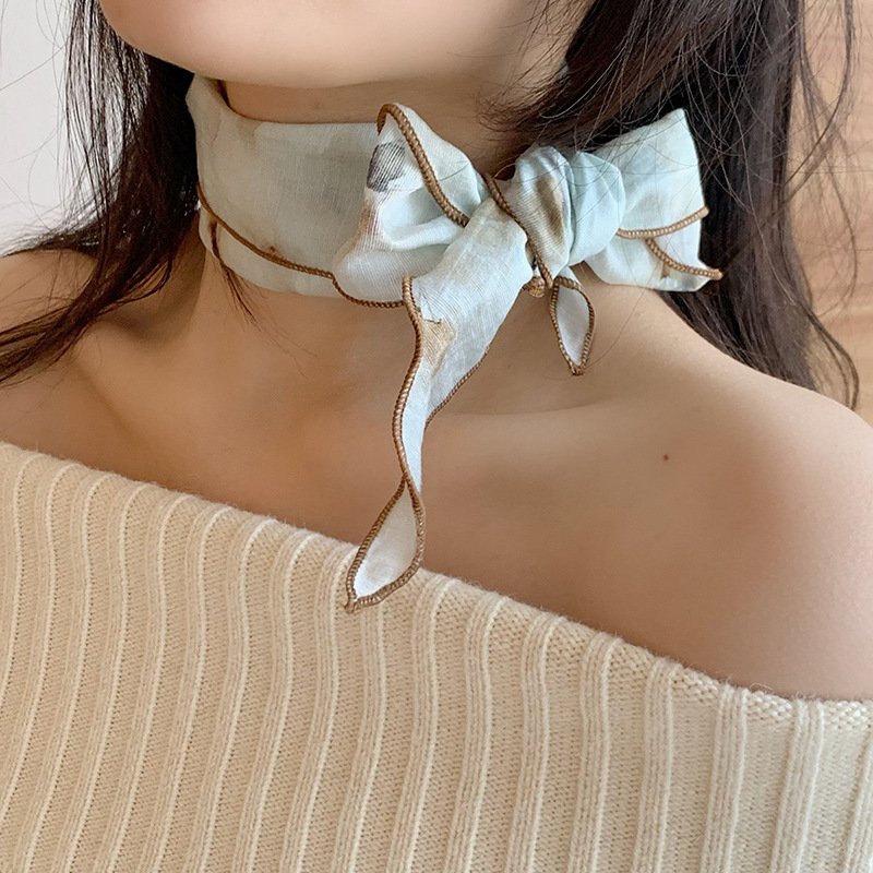 Bufanda triangular, babero, moda femenina, verano, protector solar, pañuelo, pañuelo, estilo antiguo, cinturón para el cabello, protección para el cuello, bufanda de seda pequeña al por mayor